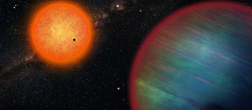Artists impression of exoplanet system with multiple planets in view