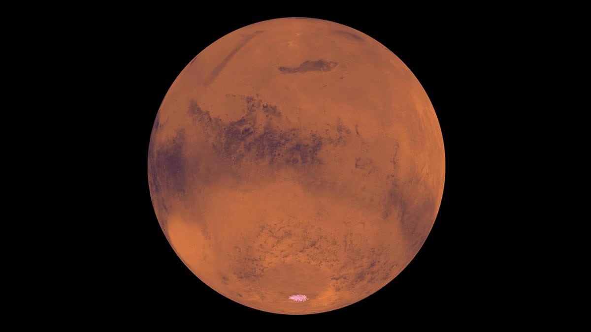 Mars on black background