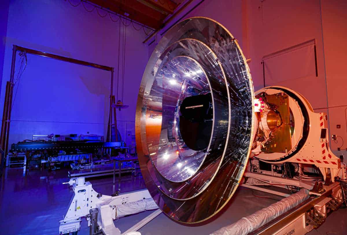 NASA’s SPHEREx observatory undergoes integration and testing at BAE Systems in Boulder, Colorado, in April 2024. NASA/JPL-Caltech/BAE Systems