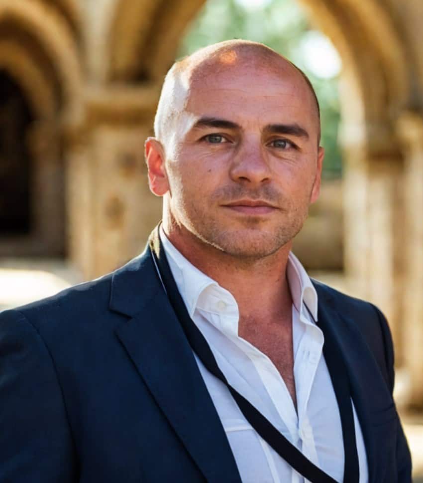 An aboriginal man wearing a white shirt and dark blazer