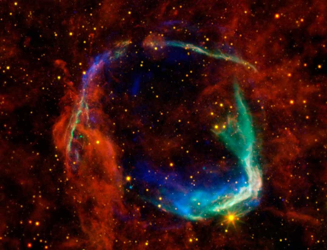 Mostly red supernova explosion telescope image