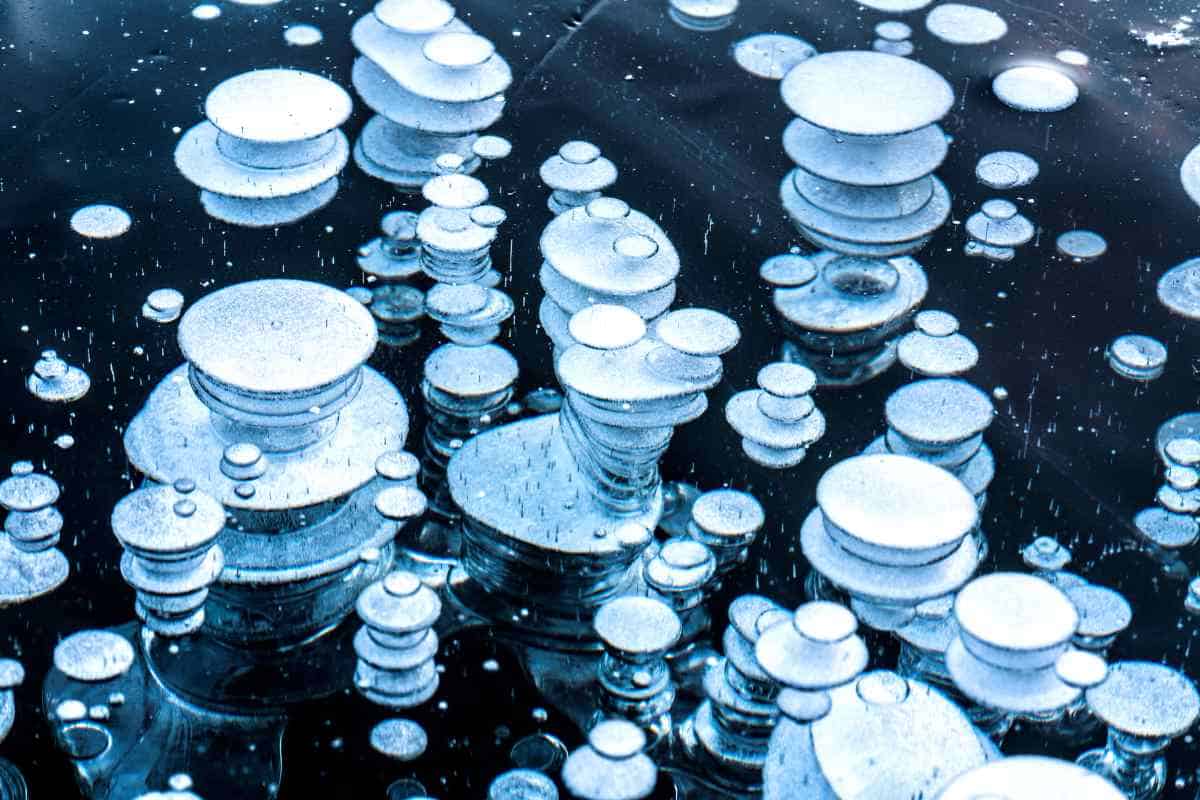 Methane bubbles trapped in ice (Getty stock images)
