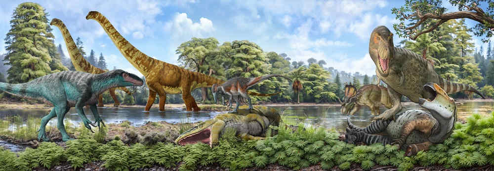 Panorama of dinosaurs