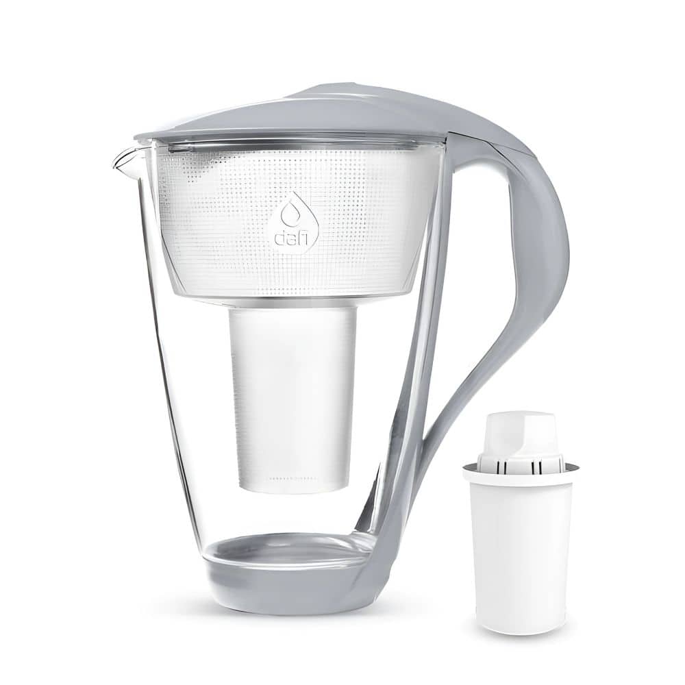 Стъклена филтрираща кана Dafi Crystal LED 2 л. classic, с филтър, стоманен цвят dafiwater.bg