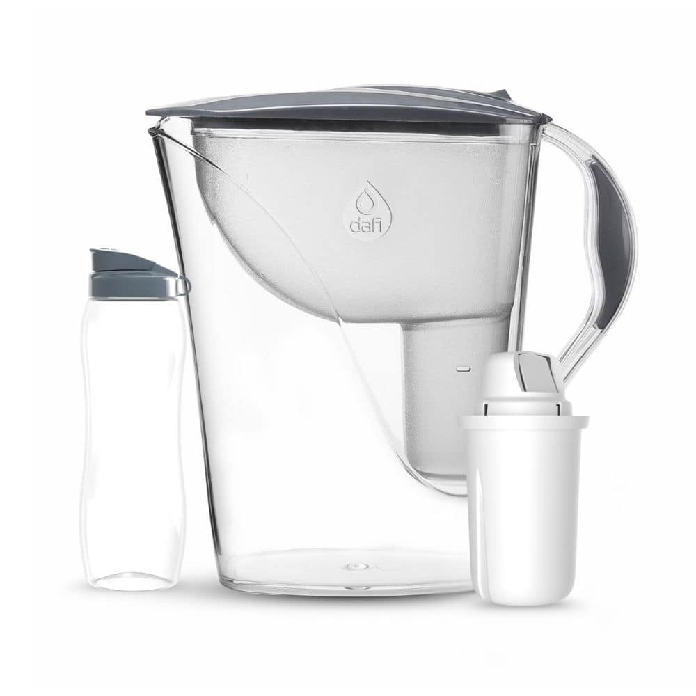 Филтрираща кана Dafi Luna с classic филтър и механичен брояч, сива, 3.3л + подарък бутилка