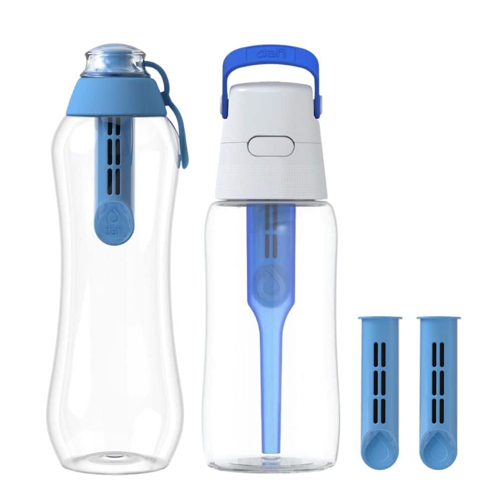 Комплект филтриращи бутилки Dafi SOLID и SOFT, сини 0,5 l + 4 филтъра