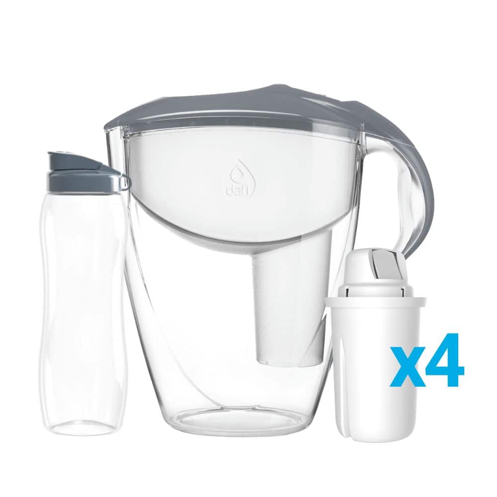 Филтрираща кана Dafi Astra 3л classic, цвят стомана, с 4 филтъра и подарък бутилка