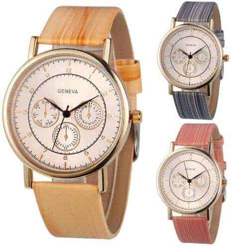 שעון יד עם רצועות פסים עדינים