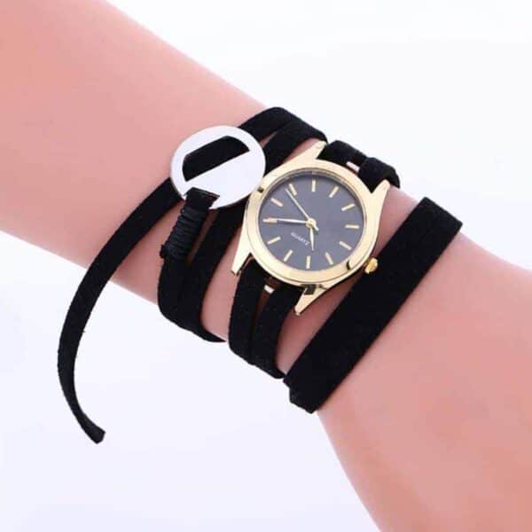 שעון צמיד עור זמש לאישה - במגוון צבעים שונים לבחירה!