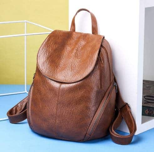 תיק גב דמוי עור רוכסנים בצד