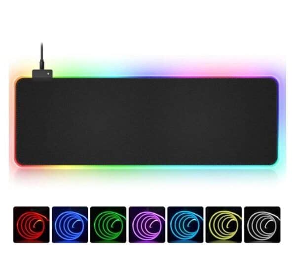 משטח גיימינג לעכבר ומקלדת עם תאורת לד RGB