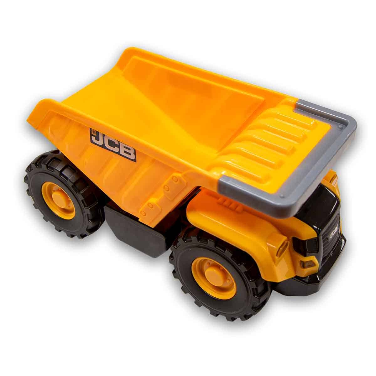 JCB yellow dump truck facing forward