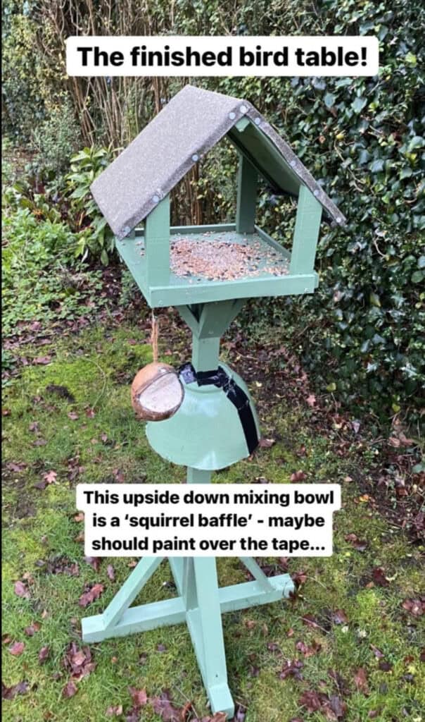 Finished bird table [Photo credit: Lucinda Darby]