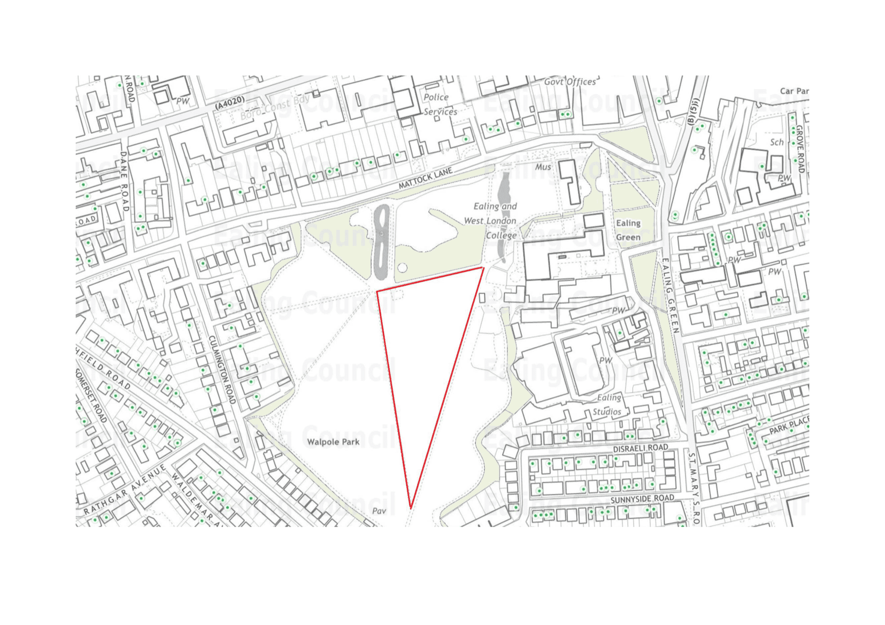 Walpole Park - site of proposed Troubadour Theatre