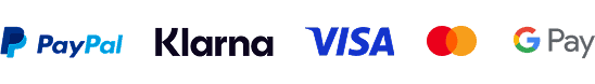 Zahlungsarten: PayPal, Klarna, VISA, Mastercard, Google Pay