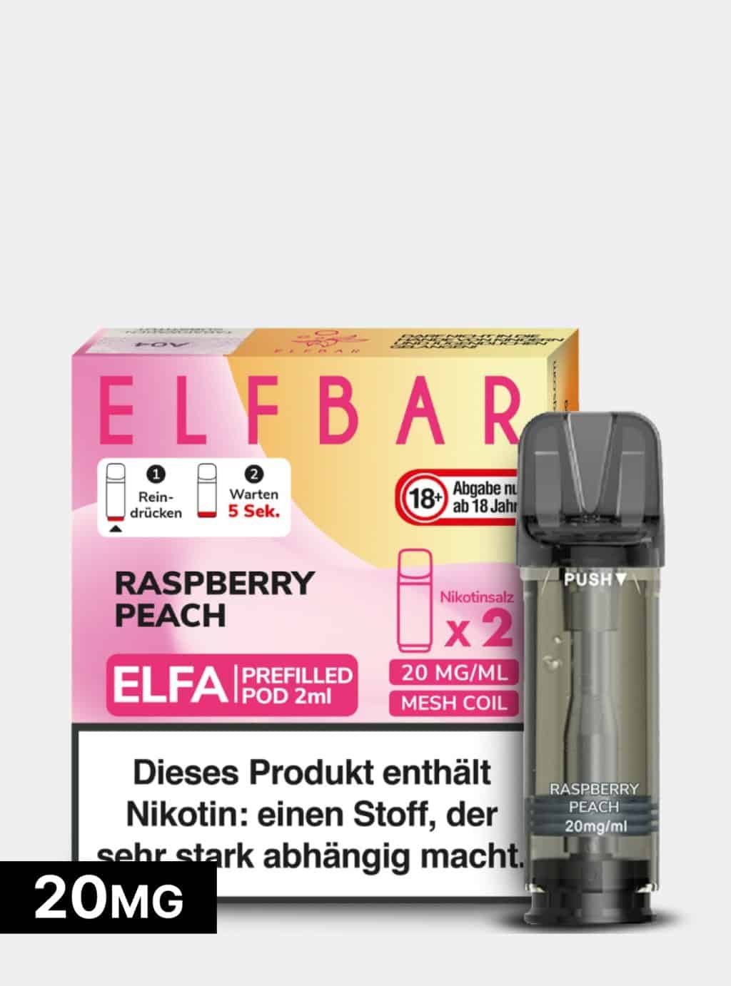 ELFBAR PODS Raspberry Peach 20mg/ml Nikotin
