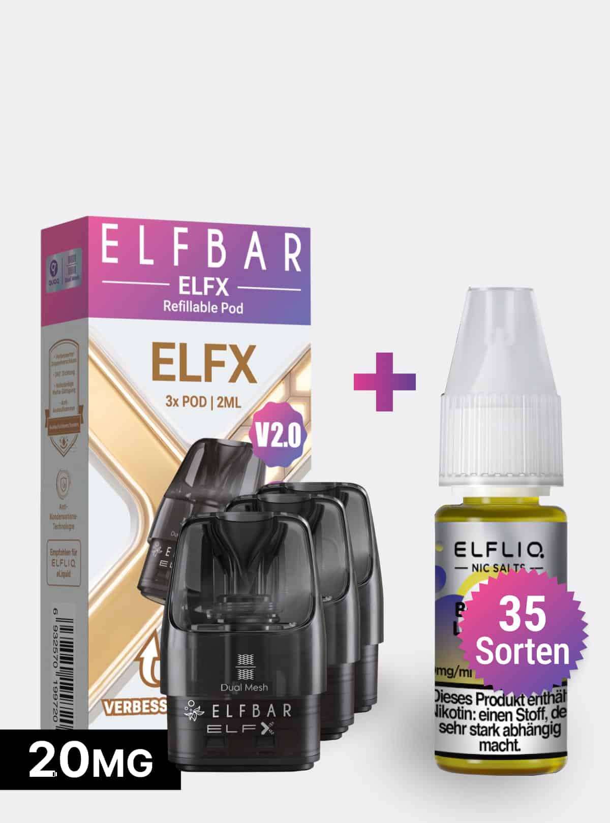 ELFX V2.0 Pods + ELFLIQ 20mg Set