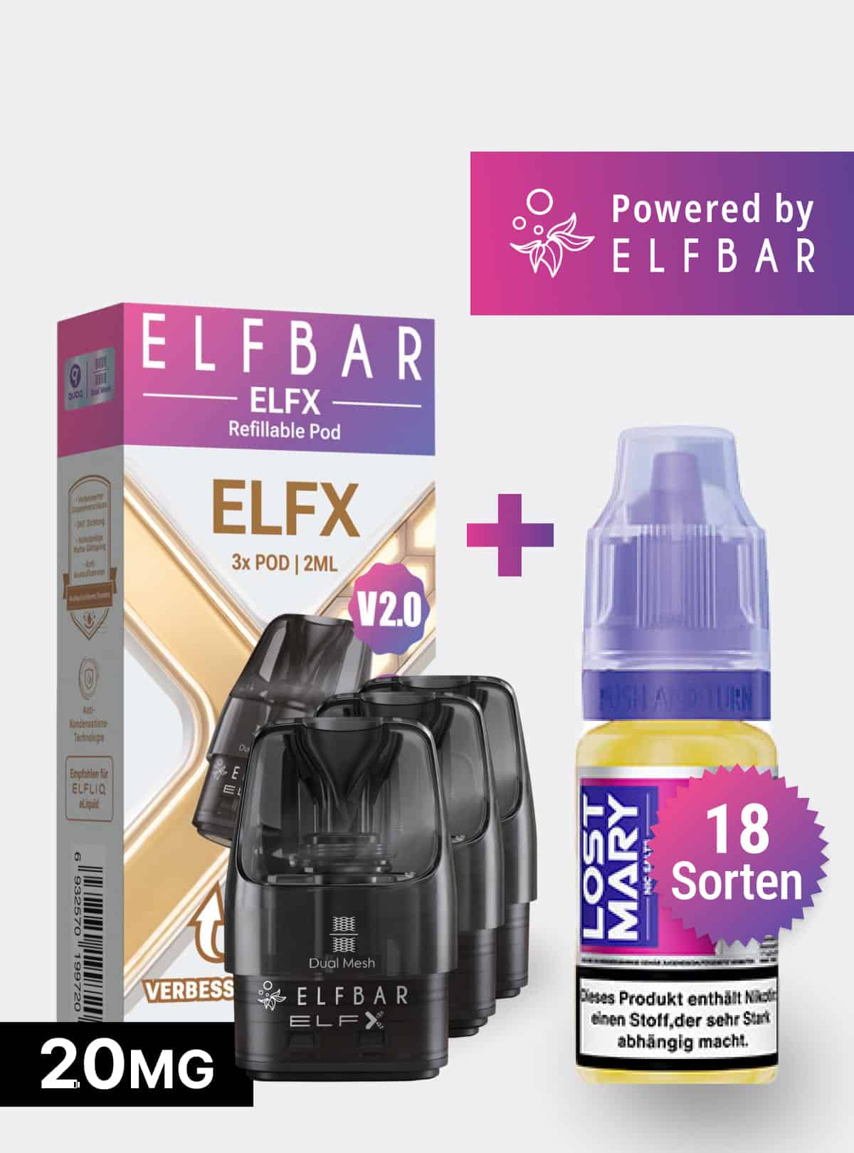 ELFX V2.0 Pods + Lost Mary Liquid 20mg Set