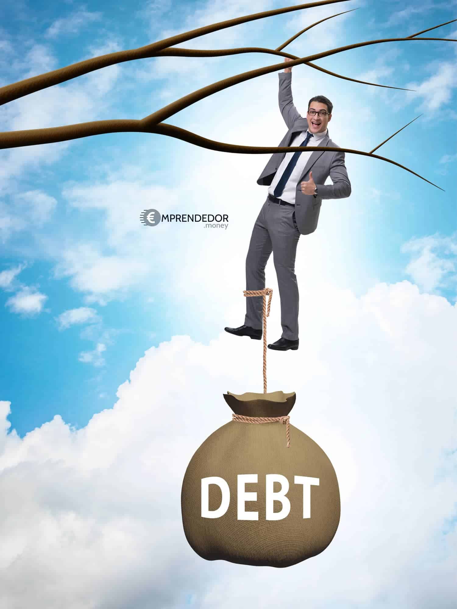 Hombre de negocios liberándose de una deuda usando el método avalancha. ¡Paga tus deudas más rápido!