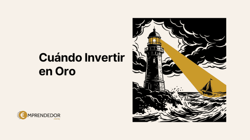 Portada del análisis sobre si es rentable invertir en oro: faro guiando un barco en mar tormentoso