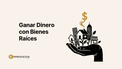 Mano sosteniendo edificios y casas con símbolo de dólar: ganar dinero con bienes raíces