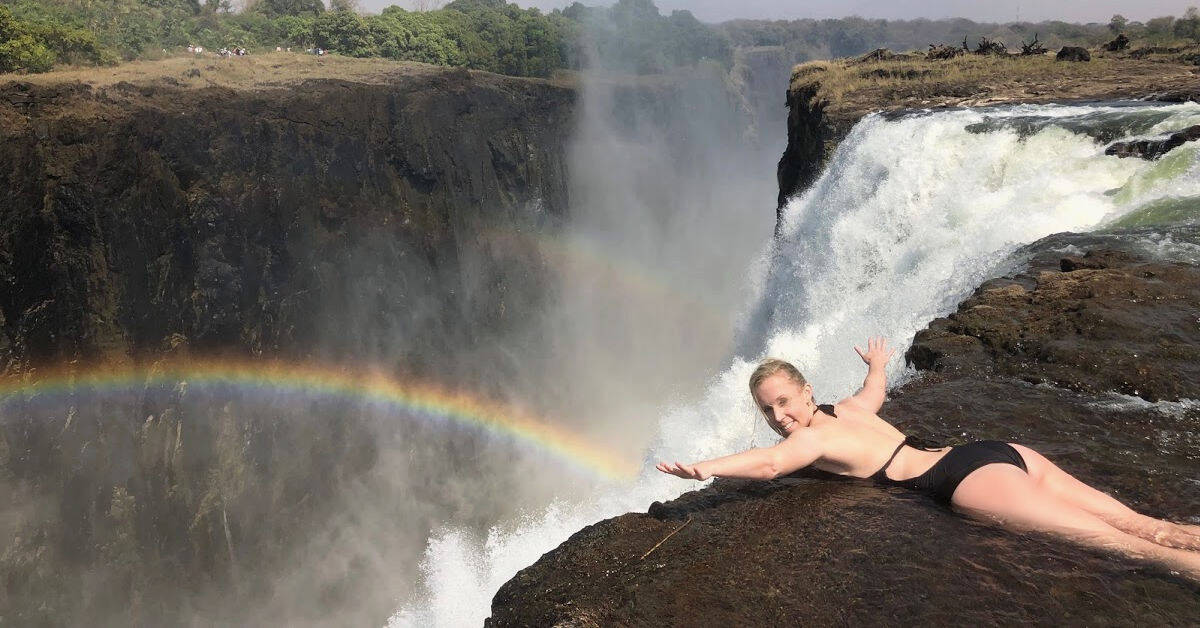 Swimming in Devil's Pool at Victoria Falls on the Zambia side