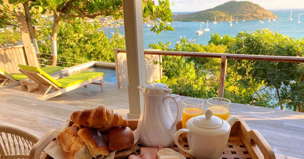 Incredible French breakfast at Karibuni Hotel on St. Martin_ croissants, meats, cheeses
