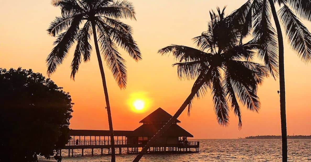 The Reethi Faru Resort in the Maldives at Sunrise