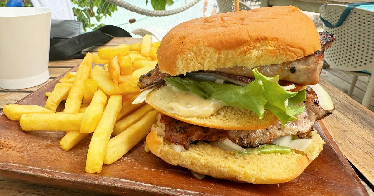 Fish burger at Coco Beach Restaurant