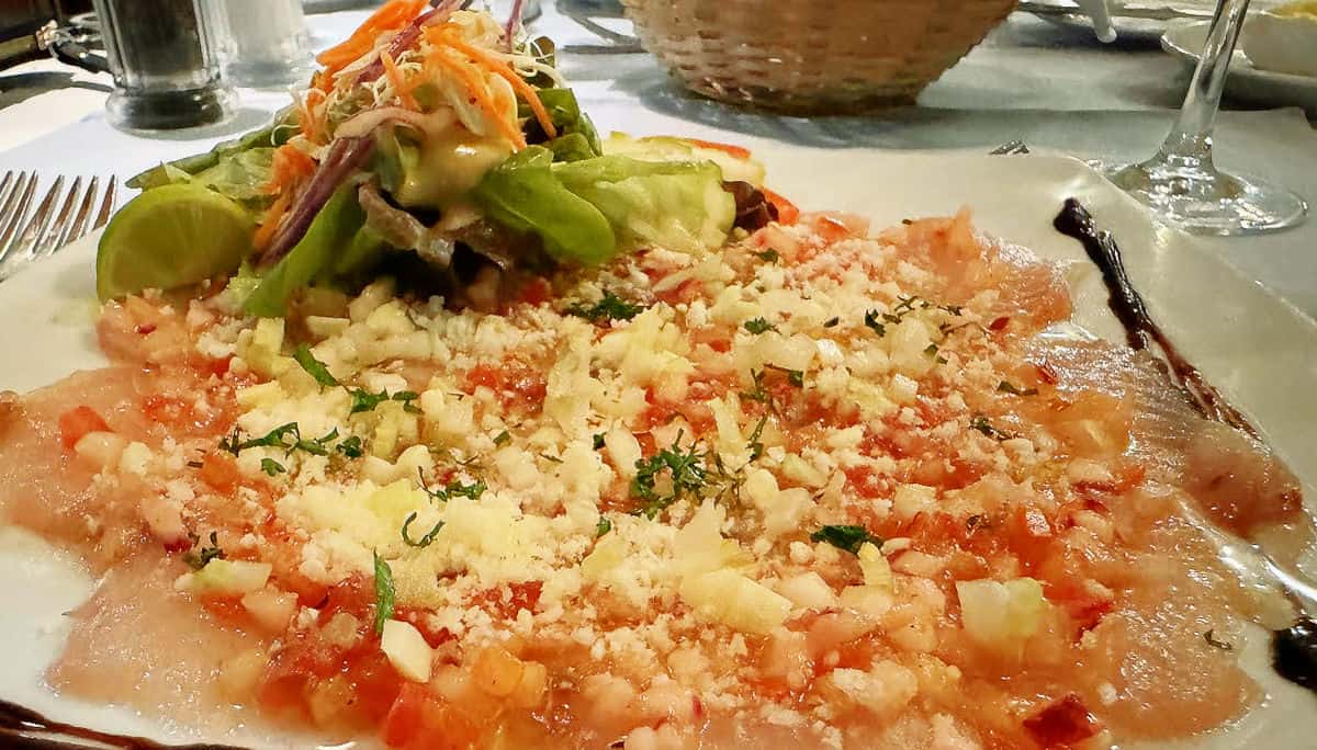 Tuna Carpaccio at Hotel Kia Ora Resort & Spa in Rangiroa