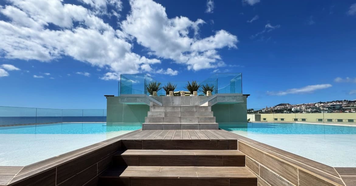 Beautiful rooftop pool at Three House in Funchal in Madeira