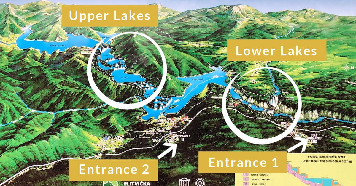 Entrance 1 vs 2 at Plitvice Lakes National Park in Croatia