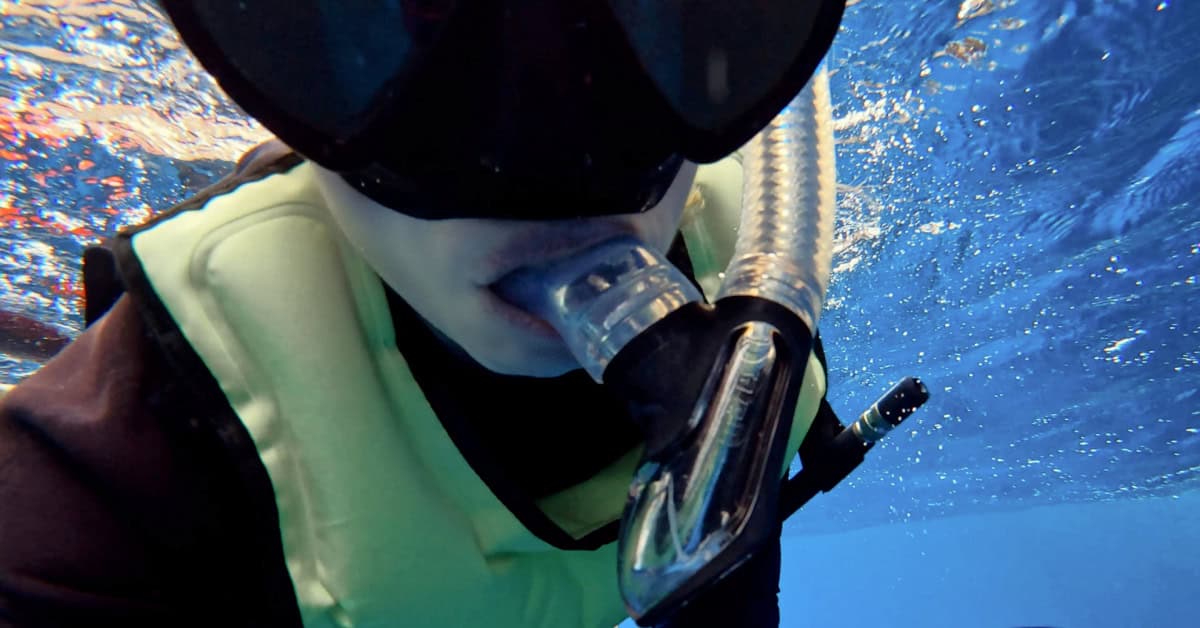 Using my Mares snorkel at Kicker Rock in the Galapagos