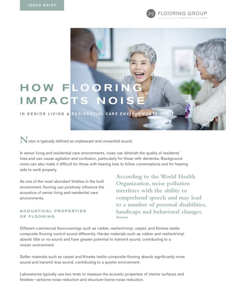 Impact of flooring on noise in senior living environments