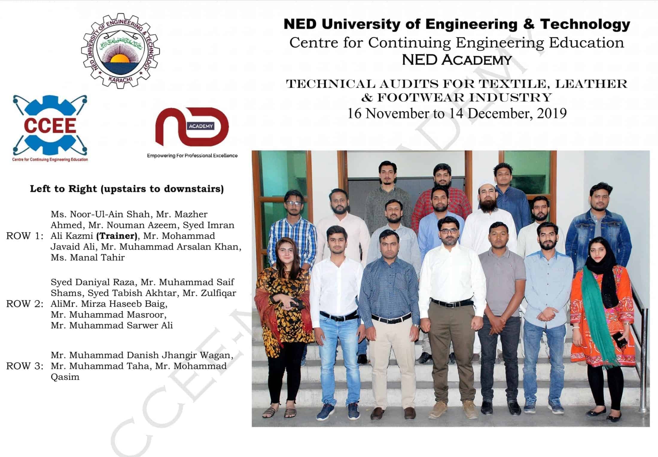Successful Completion of Professional Certificate Short Course on Technical Audits at NED-UET