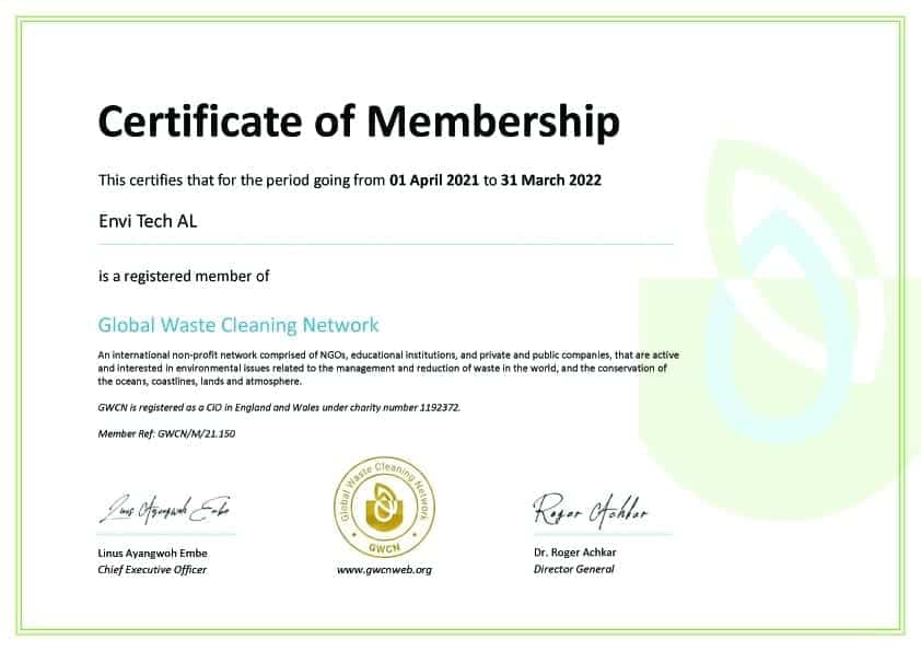 Envi Tech AL successfully Received GWCN Certificate