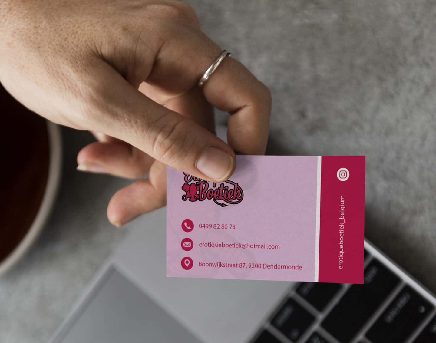 Handing out a business card mockup
