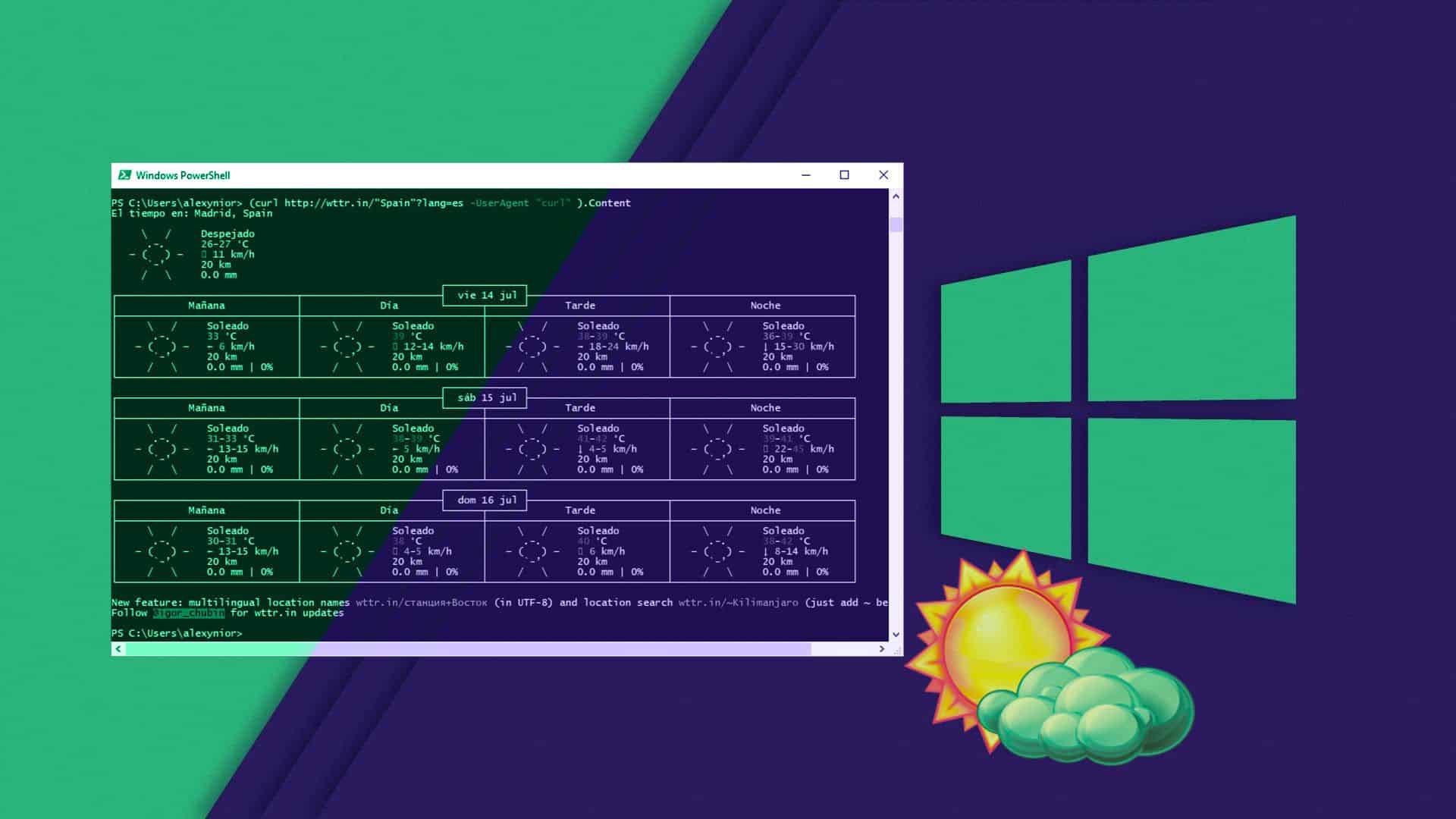 Información del Clima con PowerShell
