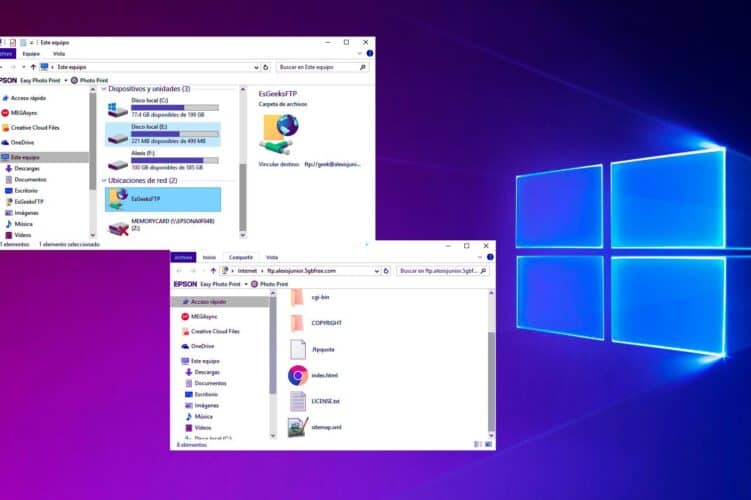 Explorador de archivos de Windows como Cliente FTP