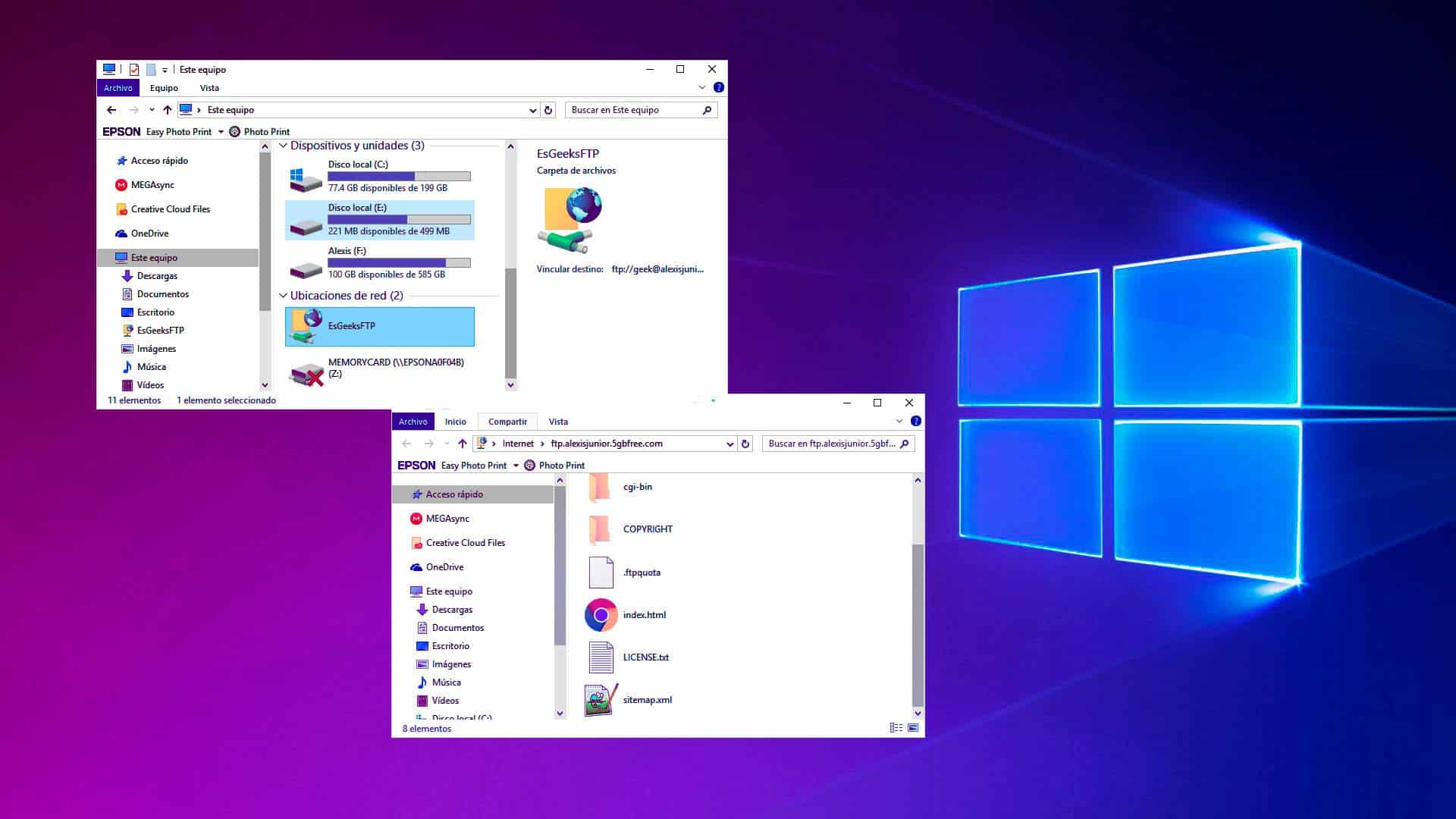 Explorador de archivos de Windows como Cliente FTP