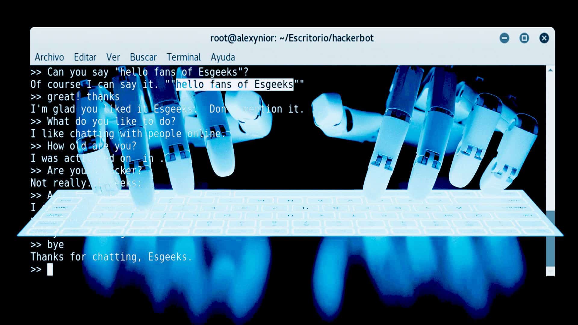 Hackerbot Chat con Asistente Personal Hacker