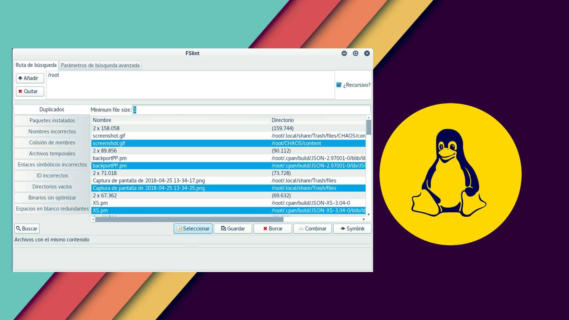Buscar eliminar archivos duplicados Linux con FSlint