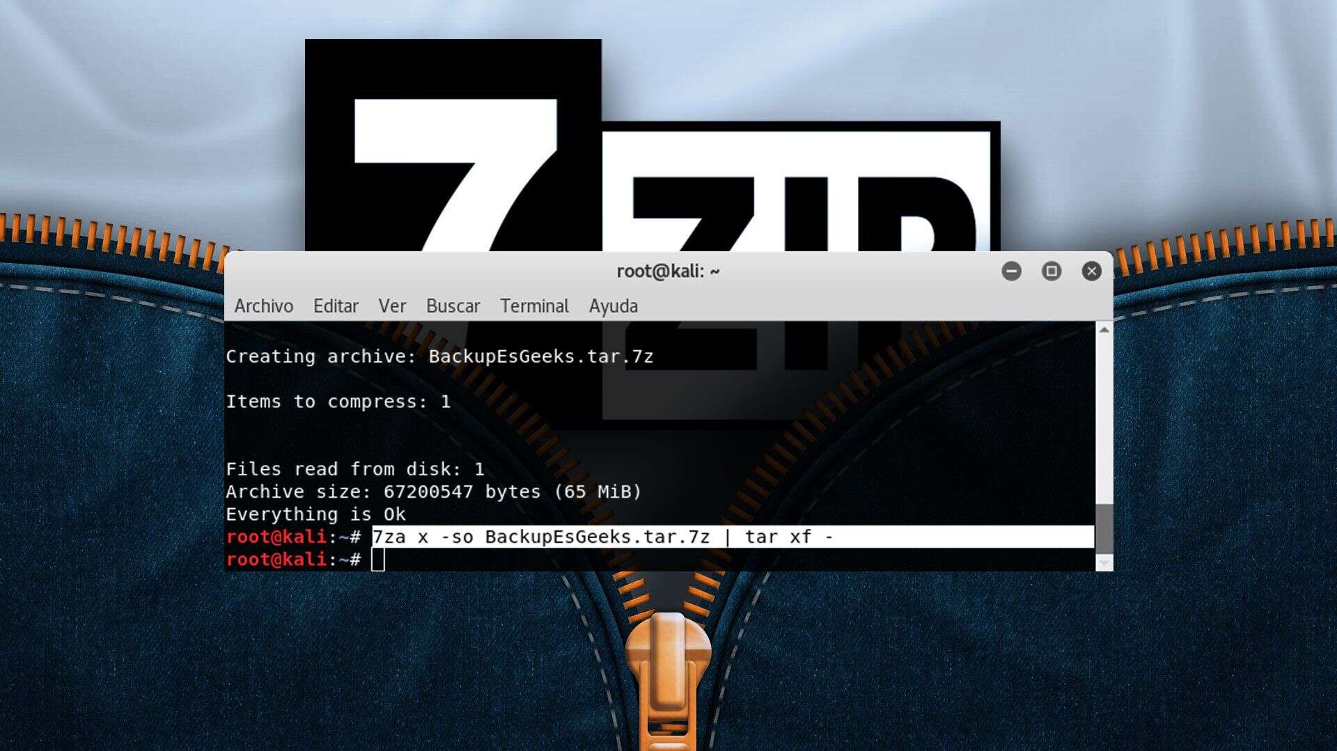 Ejemplos de comandos 7zip en Linux