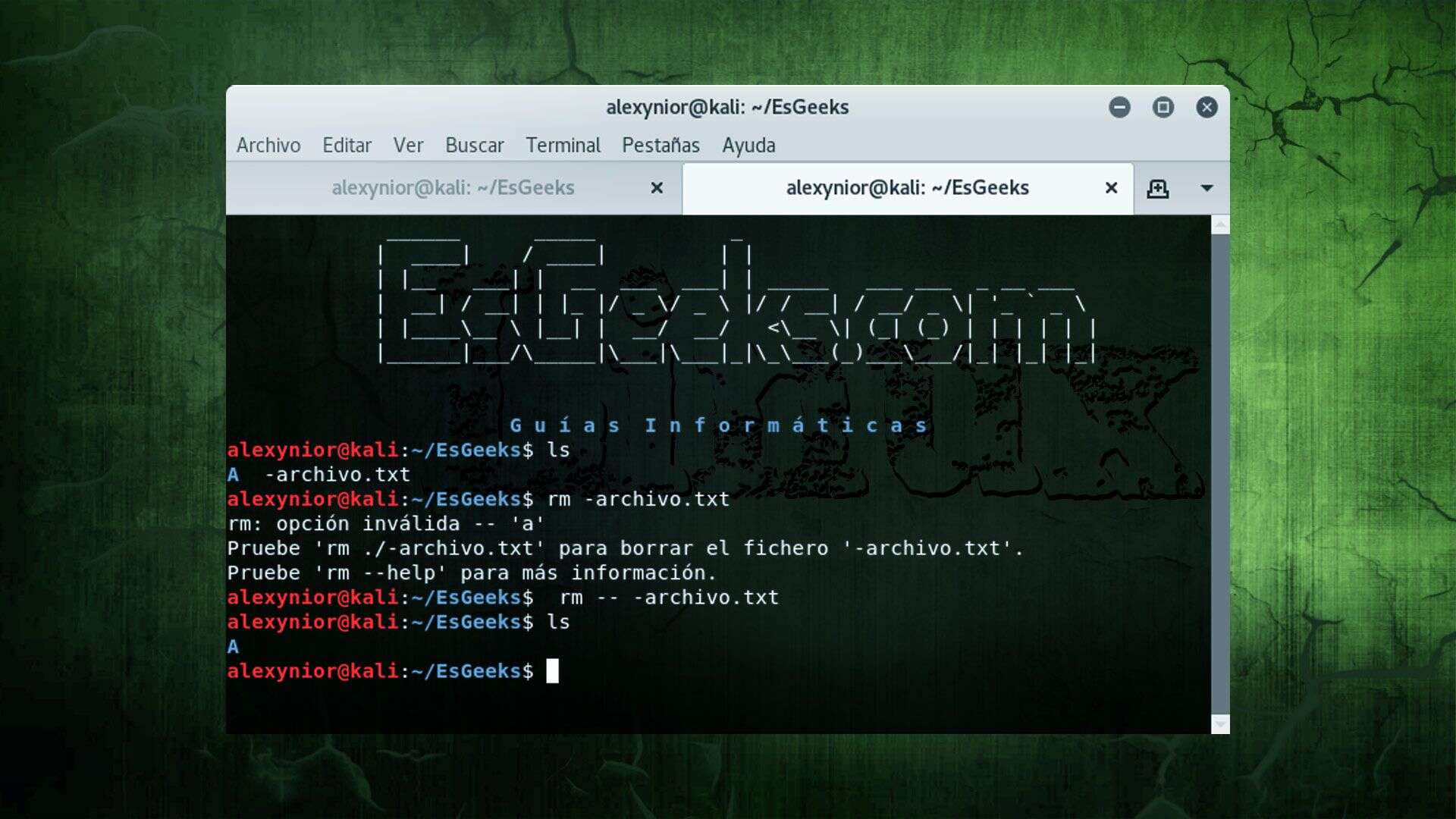 Uso Comando rm en Linux con ejemplos