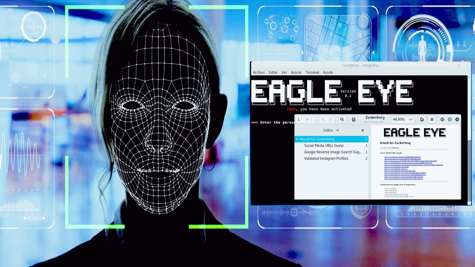 EagleEye encuentra perfiles redes sociales de una persona