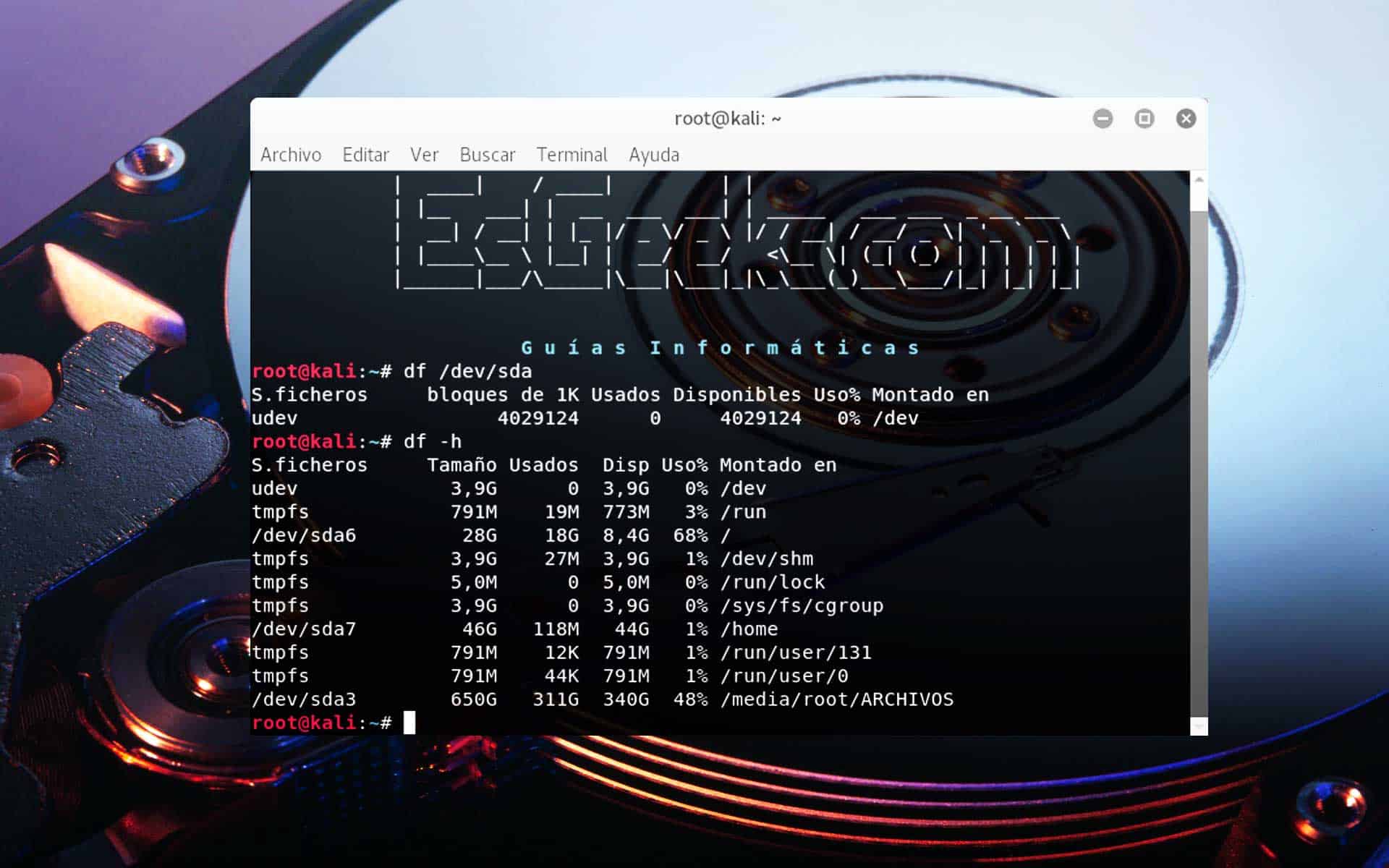 Cómo verificar espacio disco en Linux desde terminal