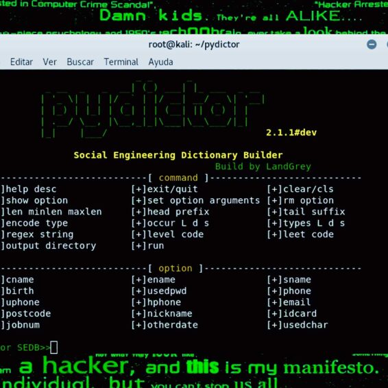 Cómo usar Pydictor para crear diccionario fuerza bruta