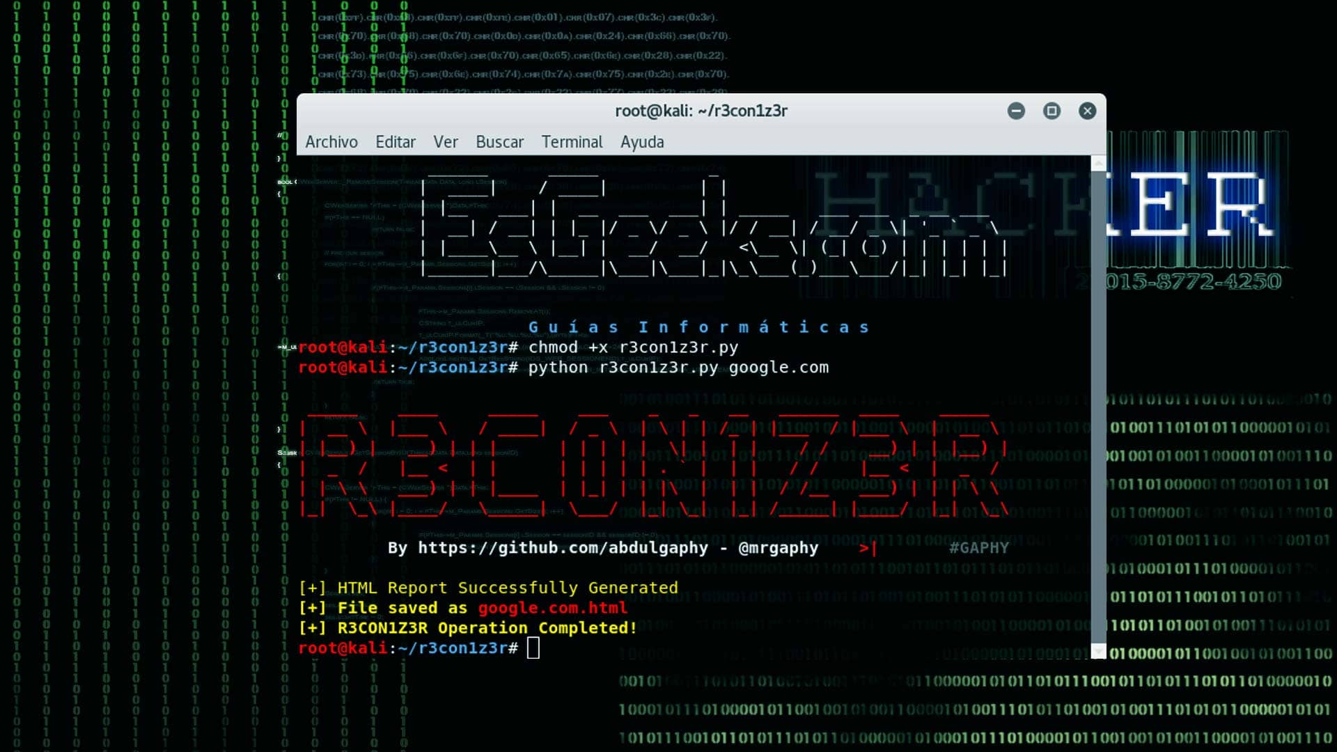 R3Con1Z3R Herramienta para Information Gathering