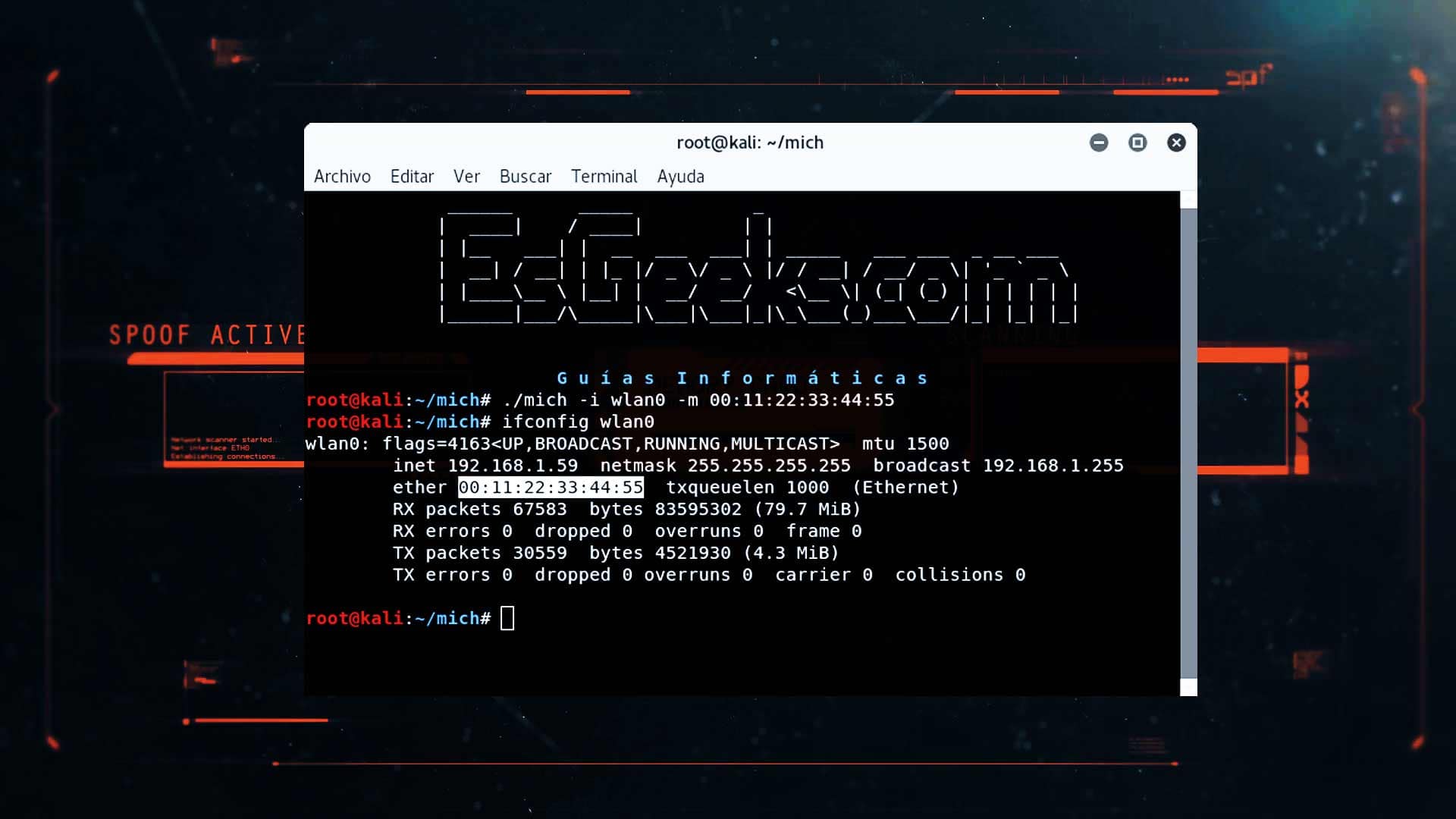 Modificar direcciones MAC e IP en Linux con mich