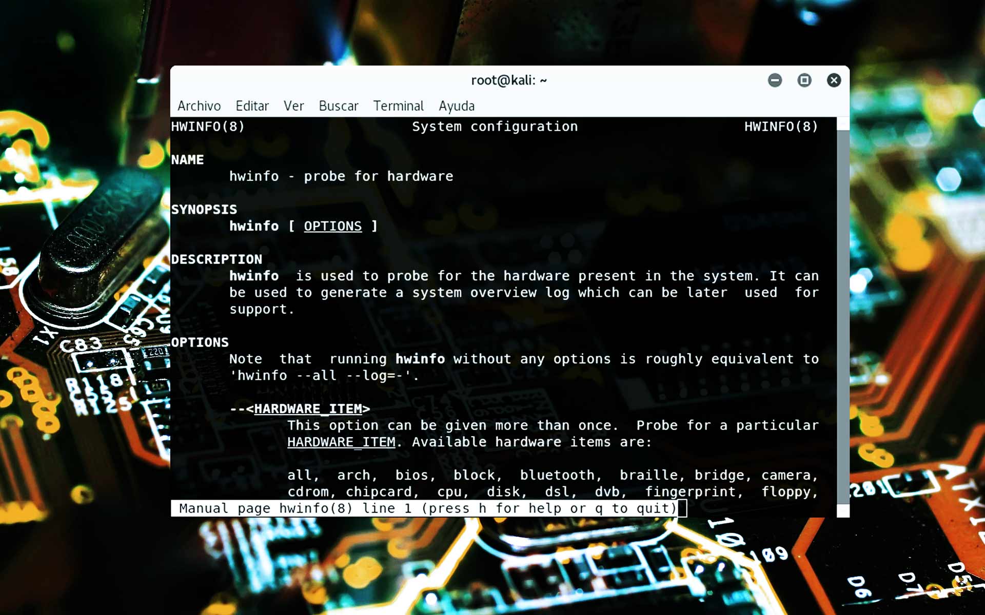 hwinfo (Hardware Info) Ver información del hardware Linux